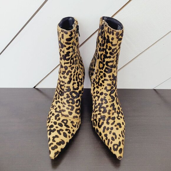 Steve Madden Alston-L Leopard Women's Sz 8 Print Cow Hair Upper Ankle Boots 10PT - Picture 3 of 9